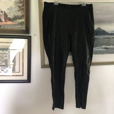 Styled by Joe Zee Black Faux Leather Front Skinny Ponte Pants 1X A1873